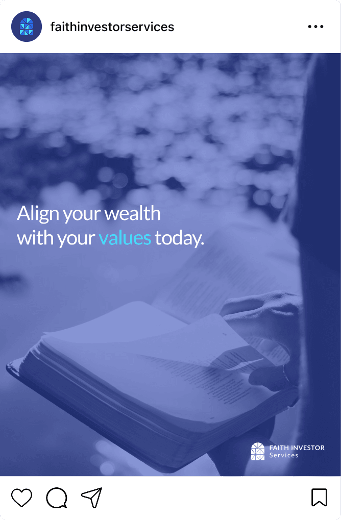 Faith Investor Services Instagram post — Align your wealth with your values today