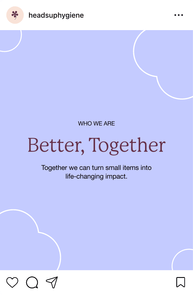 Heads Up Hygiene Instagram post — community engagement