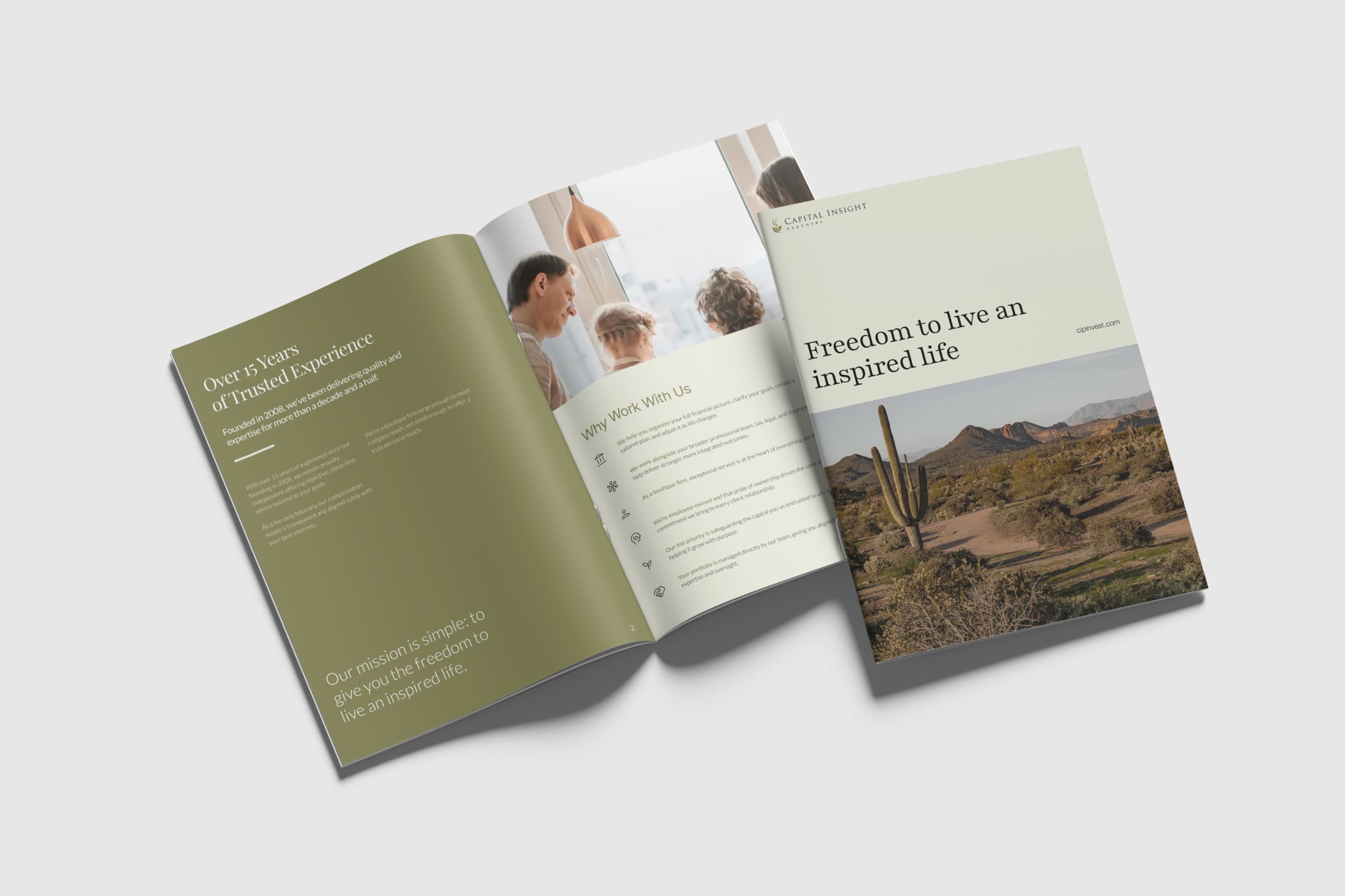 Capital Insight Partners branding materials — magazines and print collateral