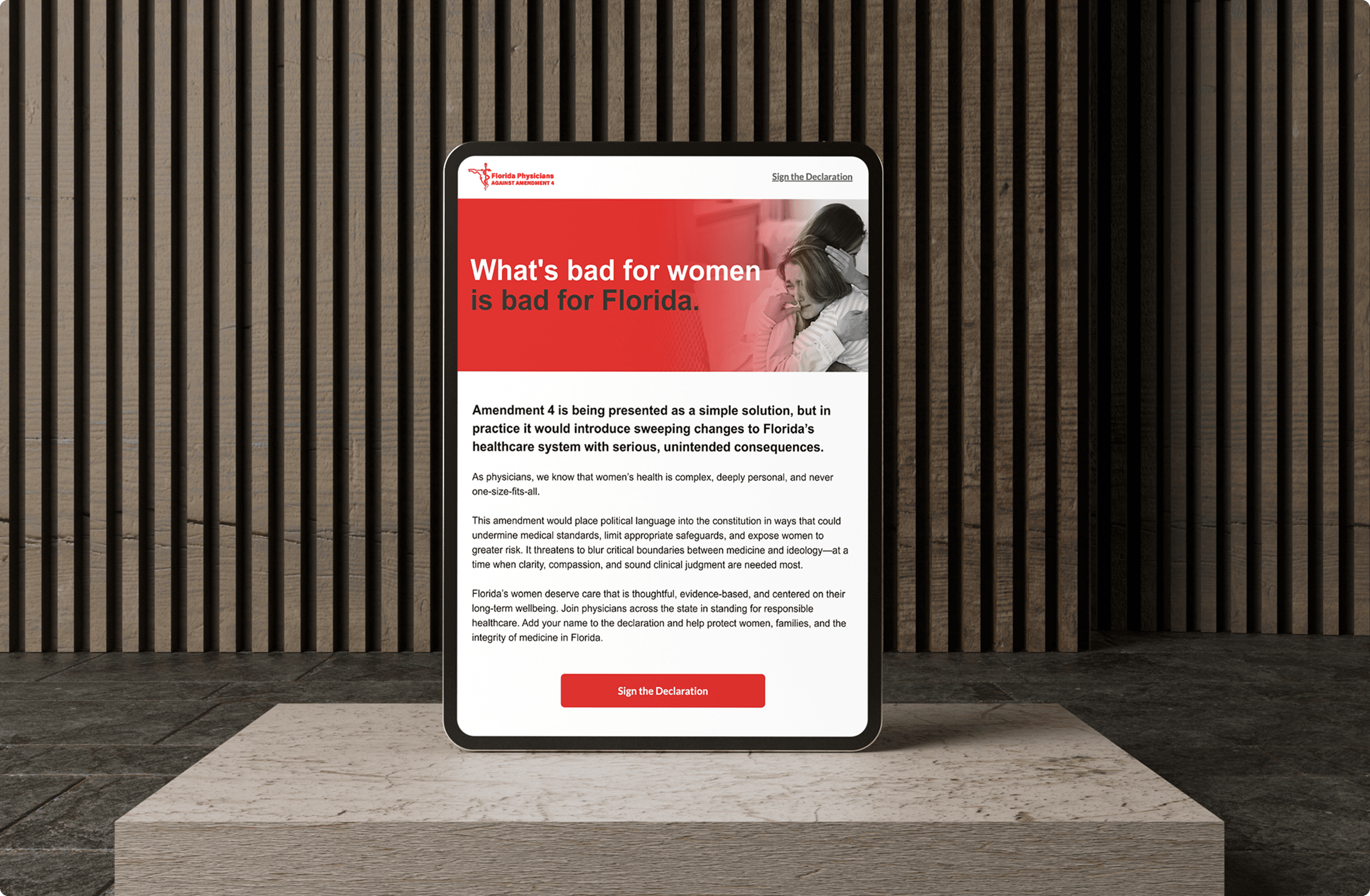 Email campaign displayed on an iPad