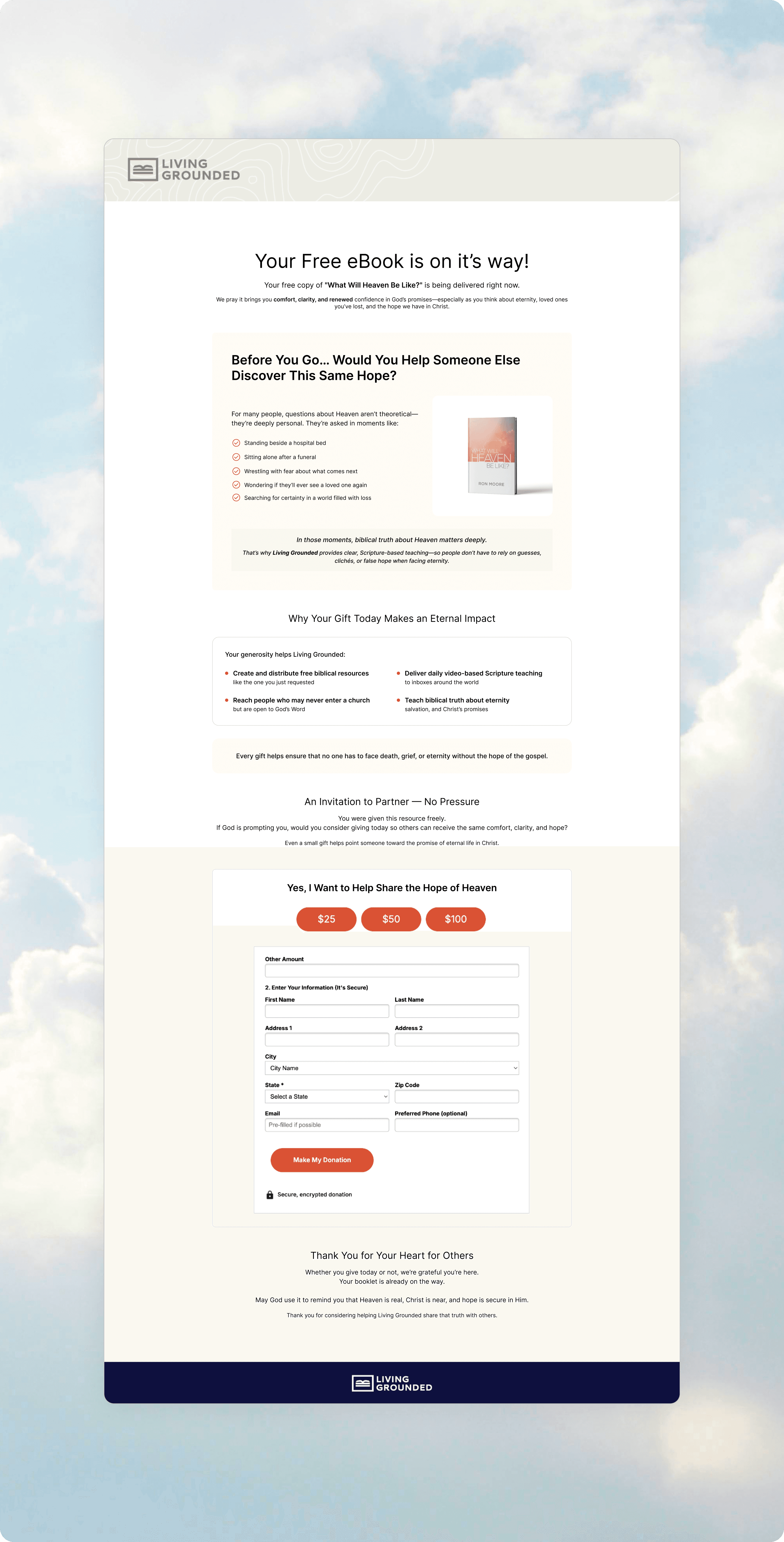 Living Grounded email campaign design mockup