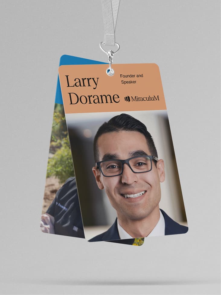 Larry Dorame speaker badge mockup