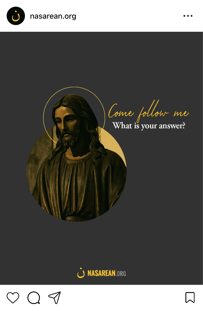 Nasarean Instagram post — Come follow me, what is your answer?